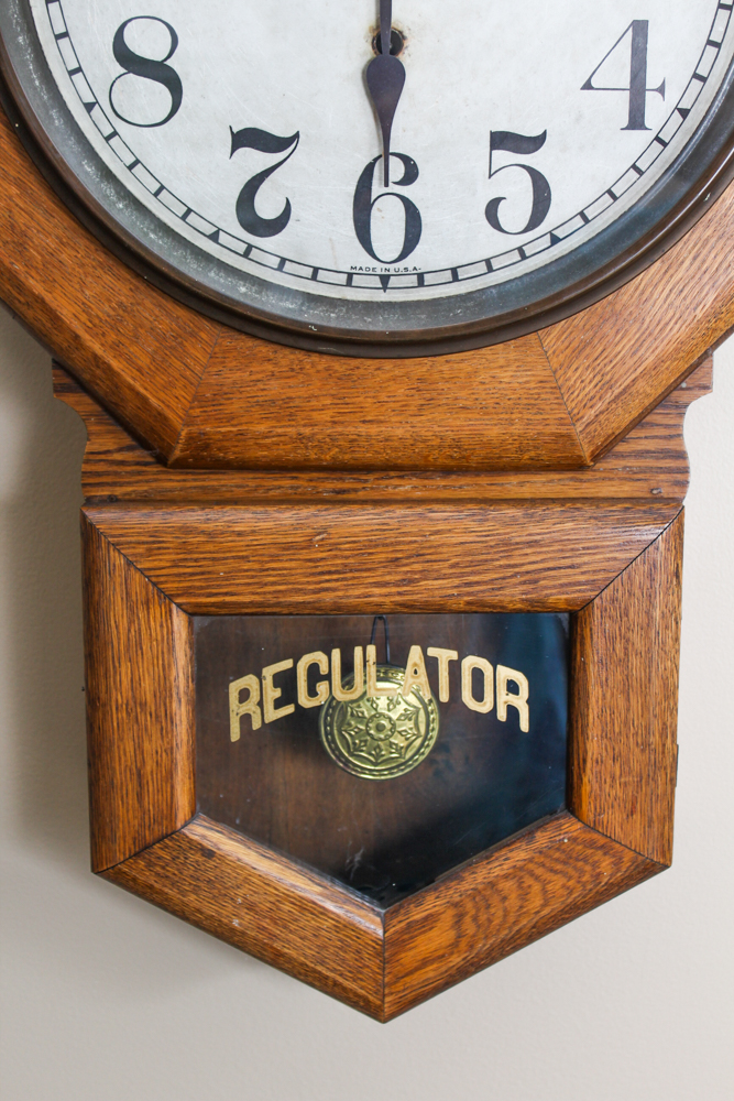 Oak Regulator Clock from Cleveland Public Schools