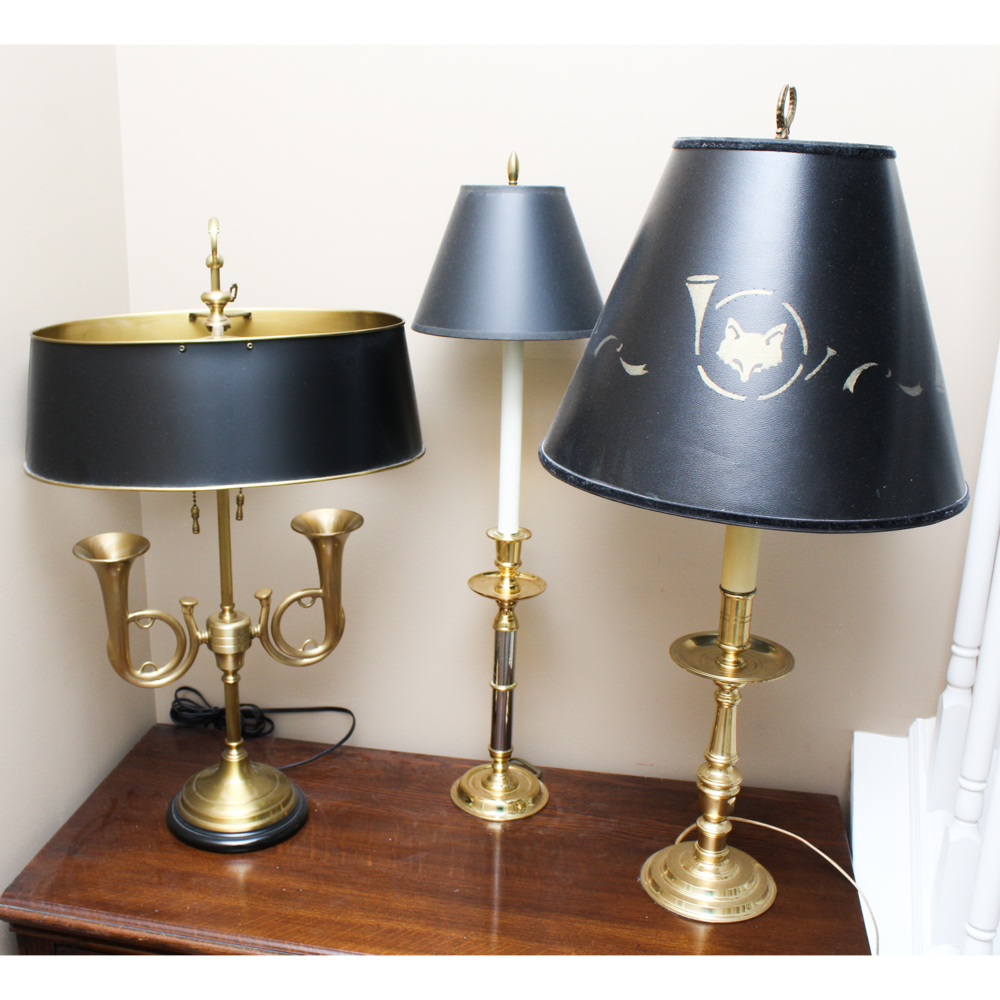 Three Brass Table Lamps