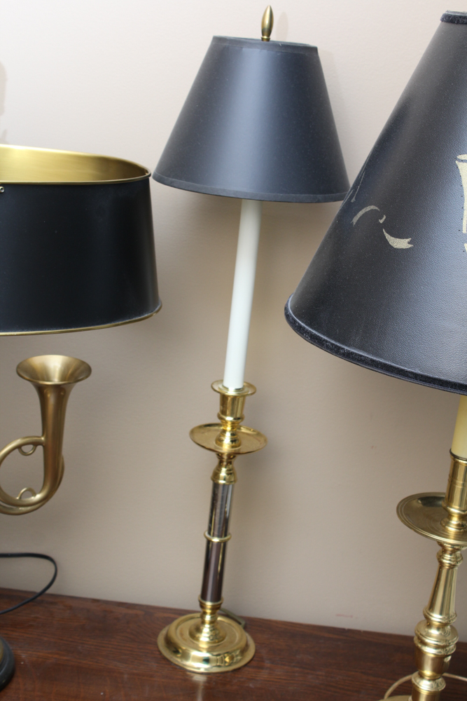 Three Brass Table Lamps