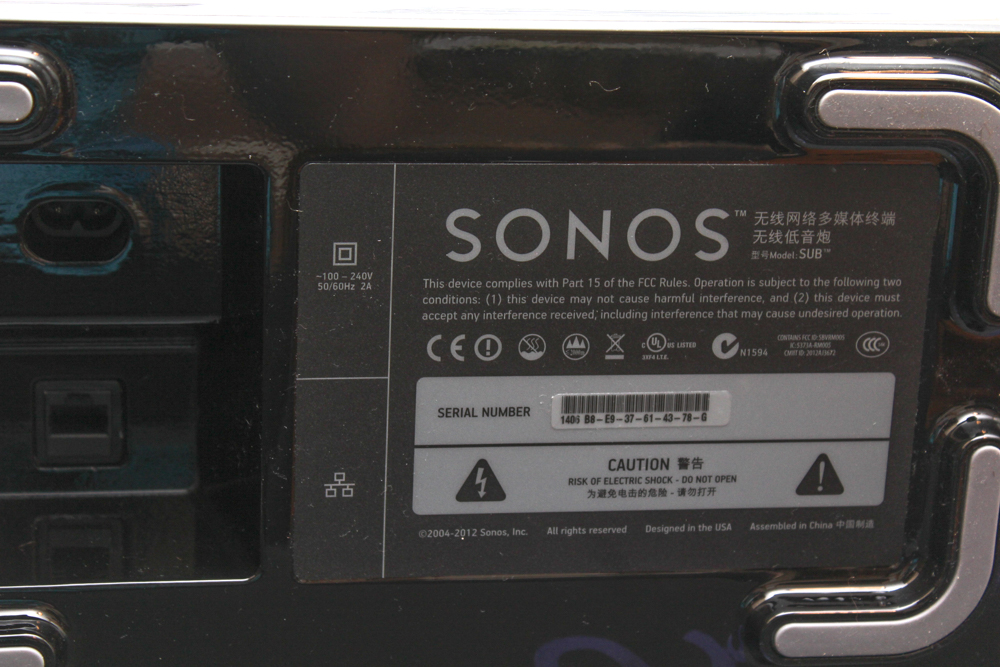 Sonos "SUB" Subwoofer Speaker System