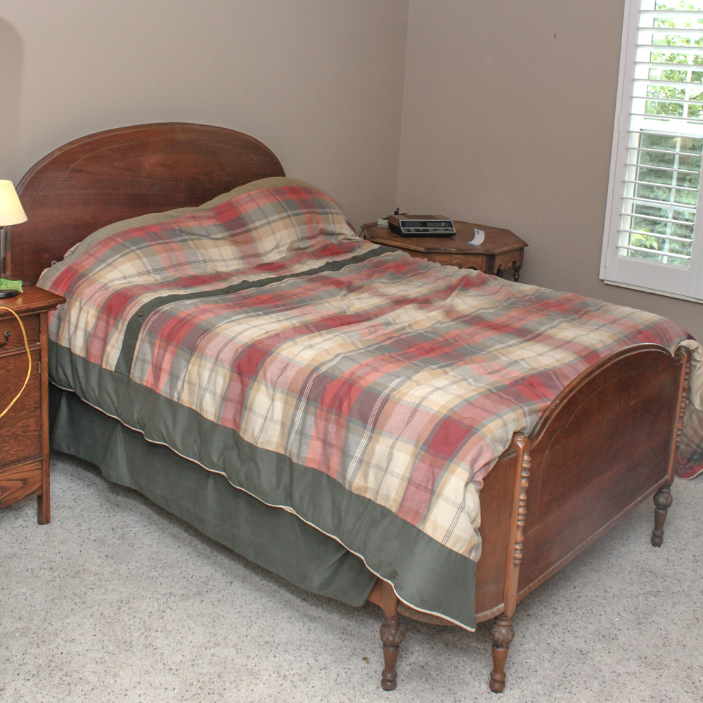 Antique Louis XVI Style Walnut Full Size Bed