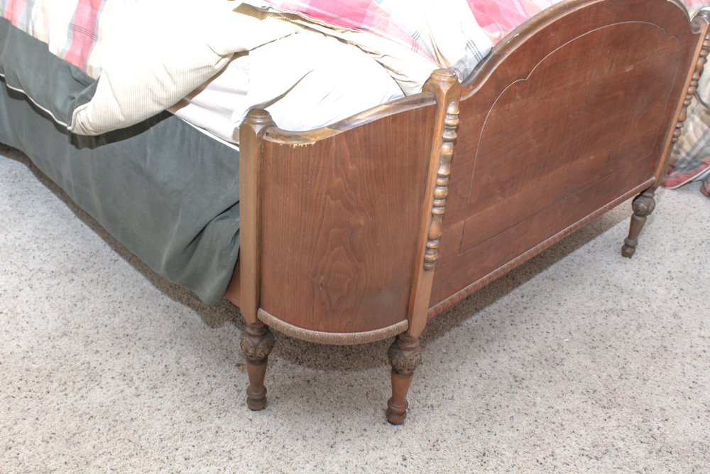 Antique Louis XVI Style Walnut Full Size Bed