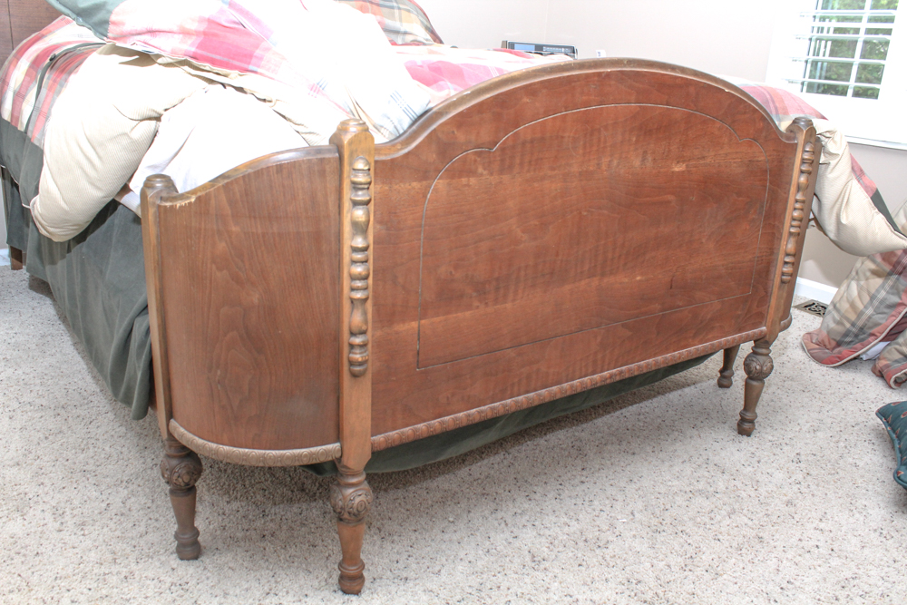Antique Louis XVI Style Walnut Full Size Bed