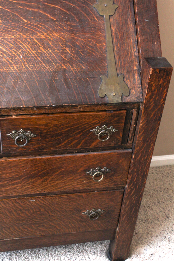 Antique Quarter Sawn Oak Secretary