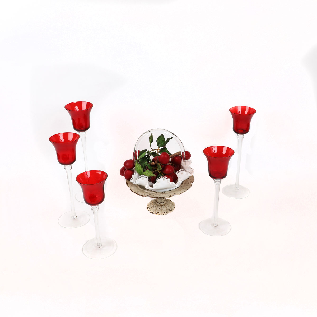 Assortment of Table Decor including Fenton Silver Crest