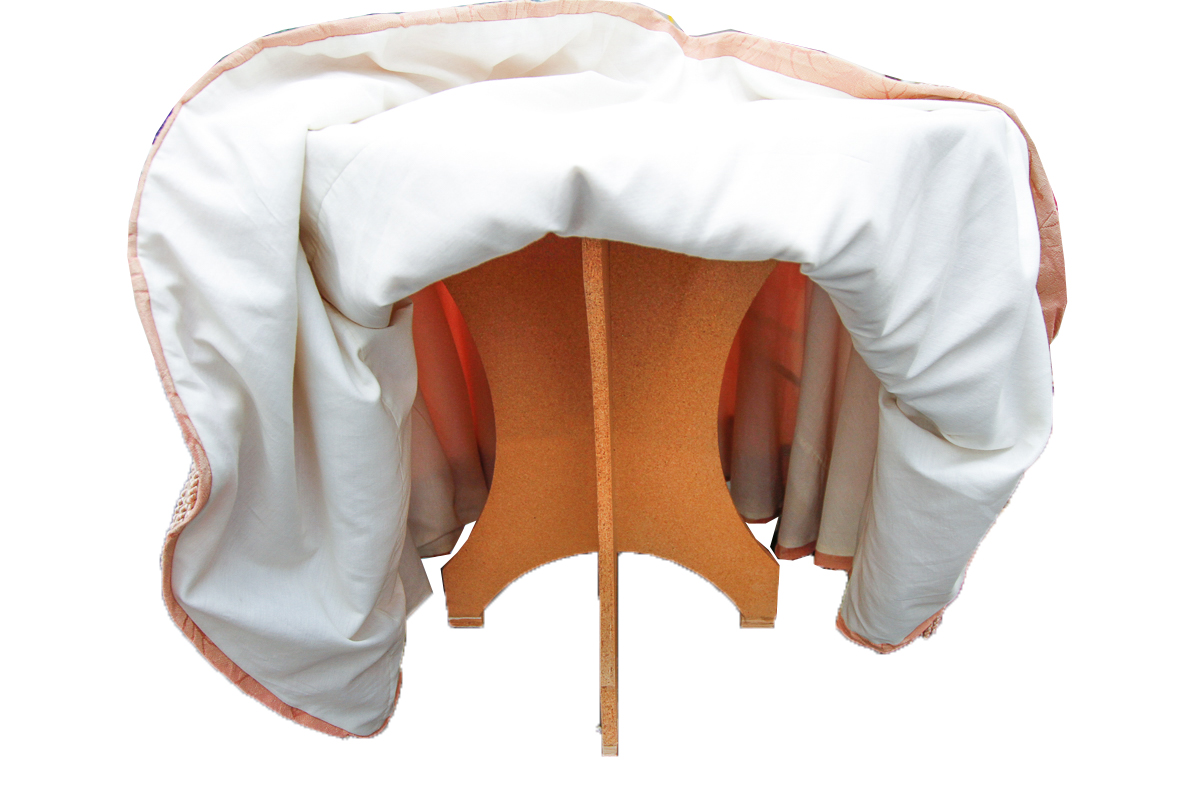 Pressed Wood Table with Full Length Skirt