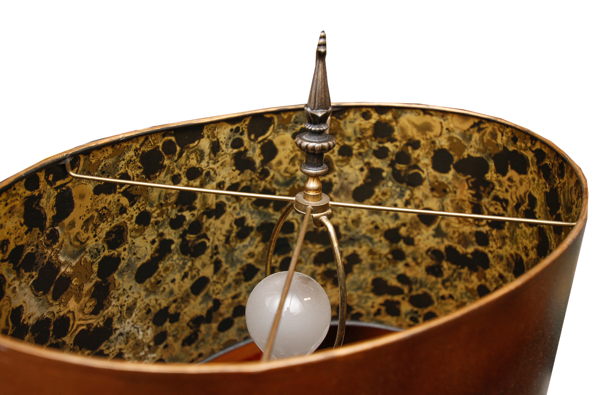 Metal Floor Lamp with Amber Shade