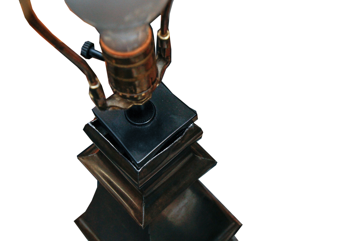 Metal Floor Lamp with Amber Shade