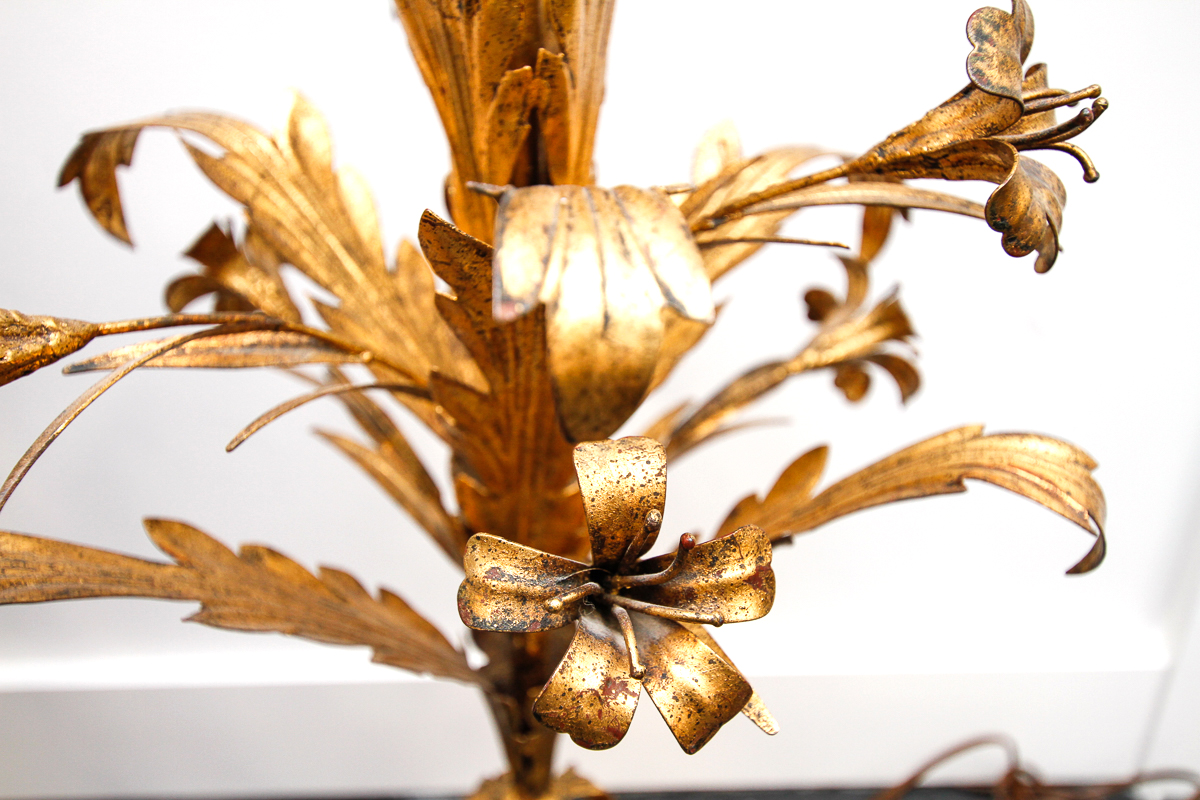 Brass Tone  Leaf and Floral Table Lamps