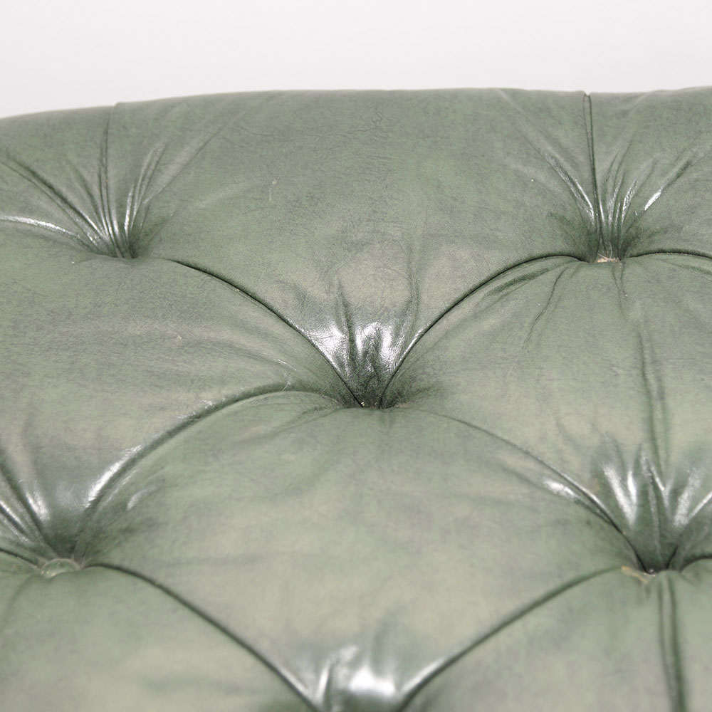 Vintage Leather and Mahogany Ottoman