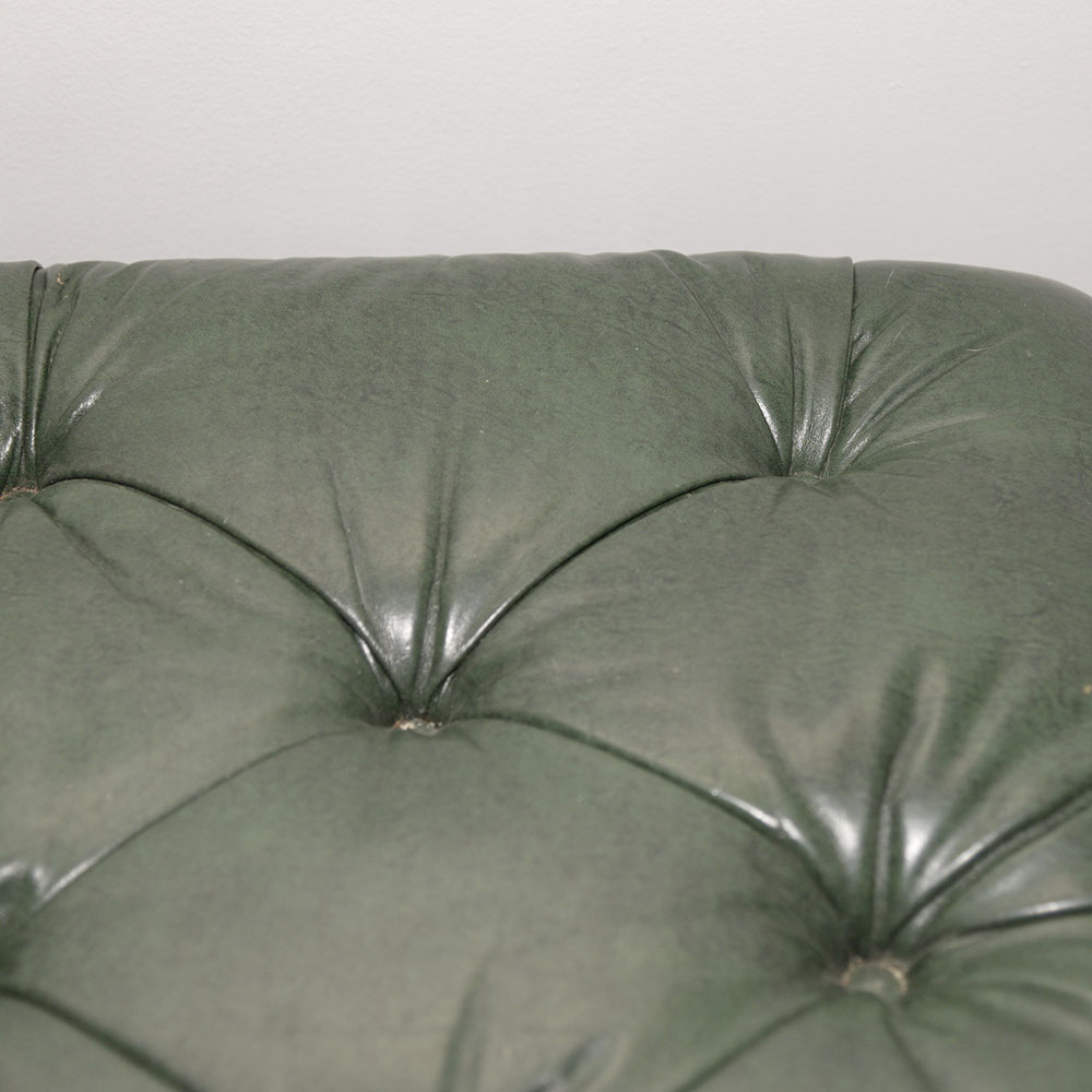 Vintage Leather and Mahogany Ottoman