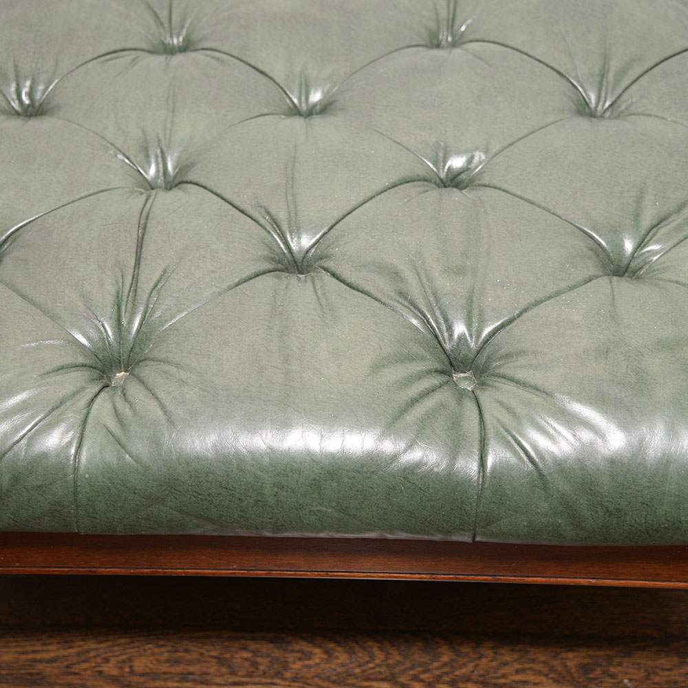 Vintage Leather and Mahogany Ottoman