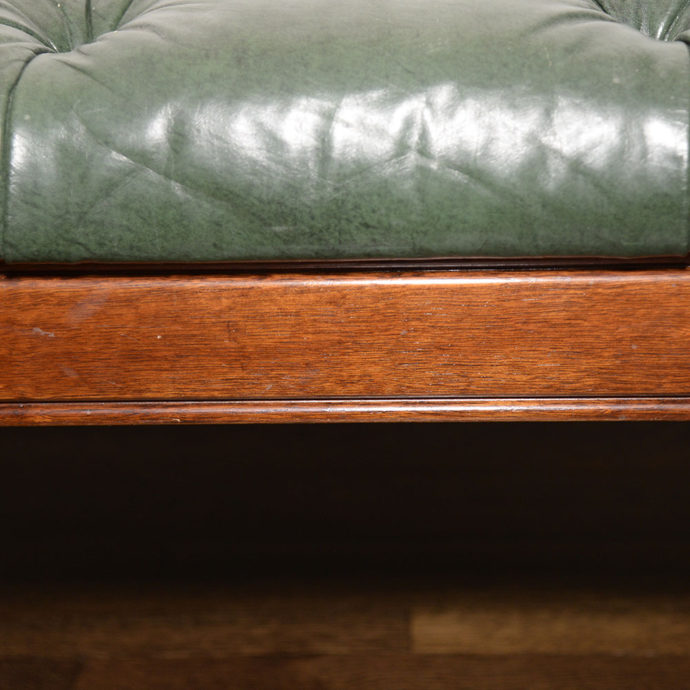 Vintage Leather and Mahogany Ottoman