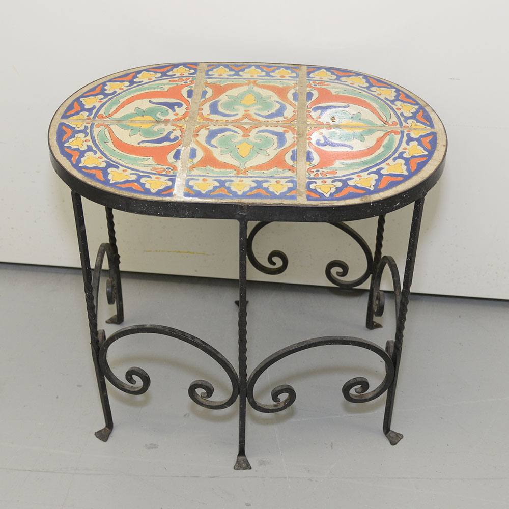 Spanish Revival Style Oval Tile Table
