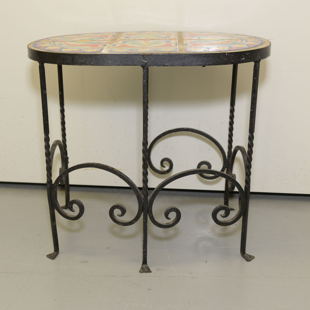 Spanish Revival Style Oval Tile Table