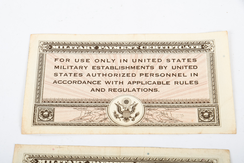 Collection of Vintage World War II US Military Currency