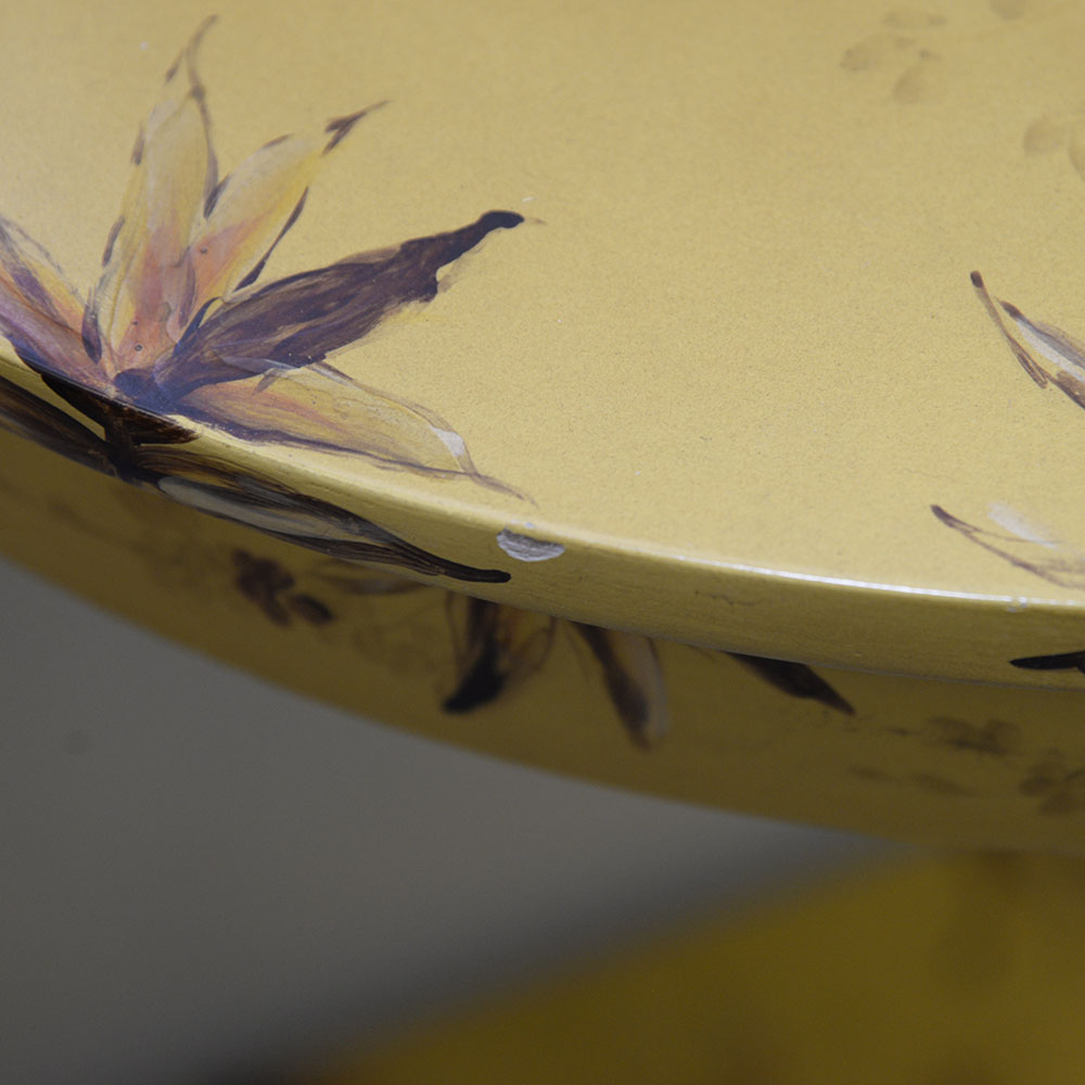 Hand-Painted Wood Demilune Console Table