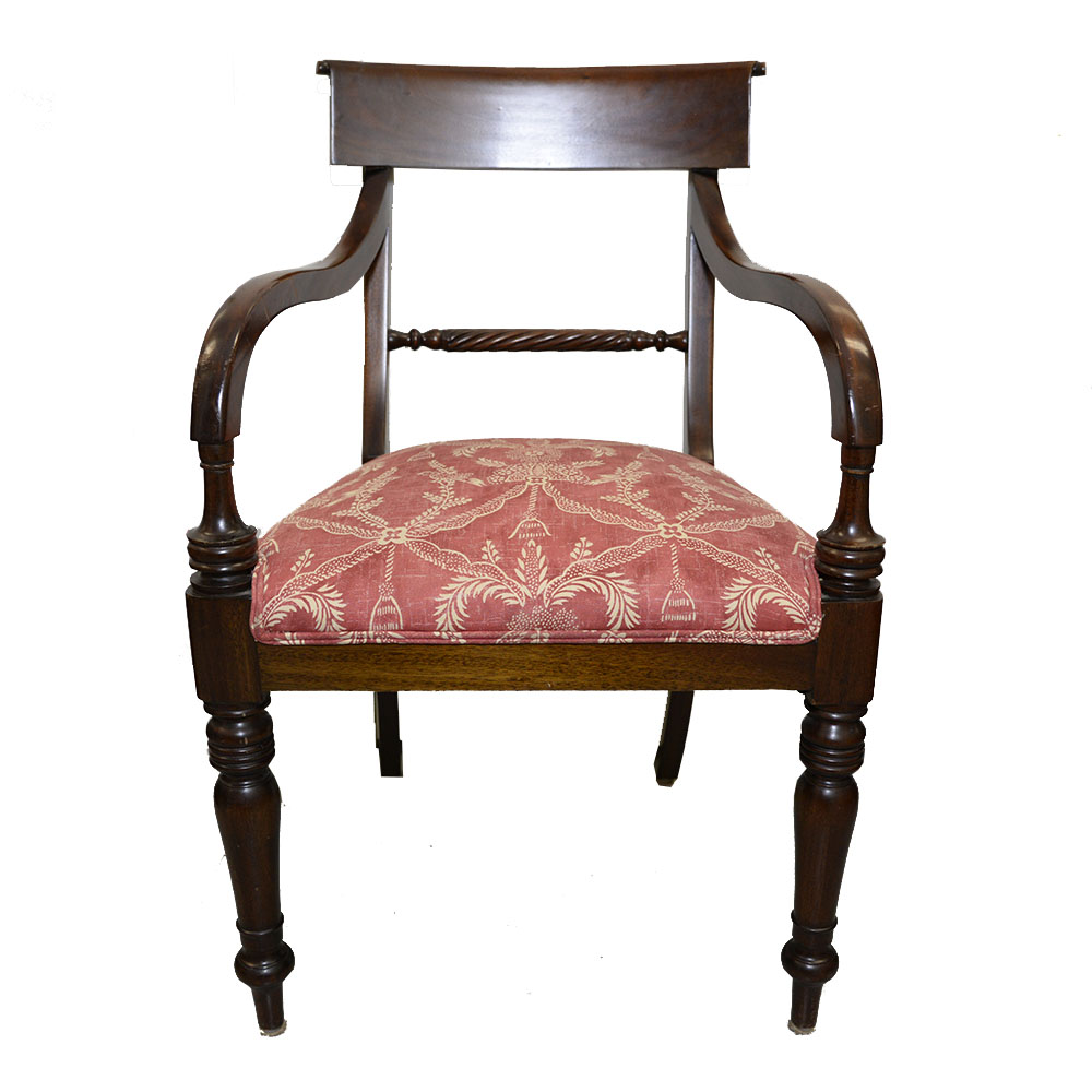 Pair of Vintage Fine Replica Regency Style Arm Chairs