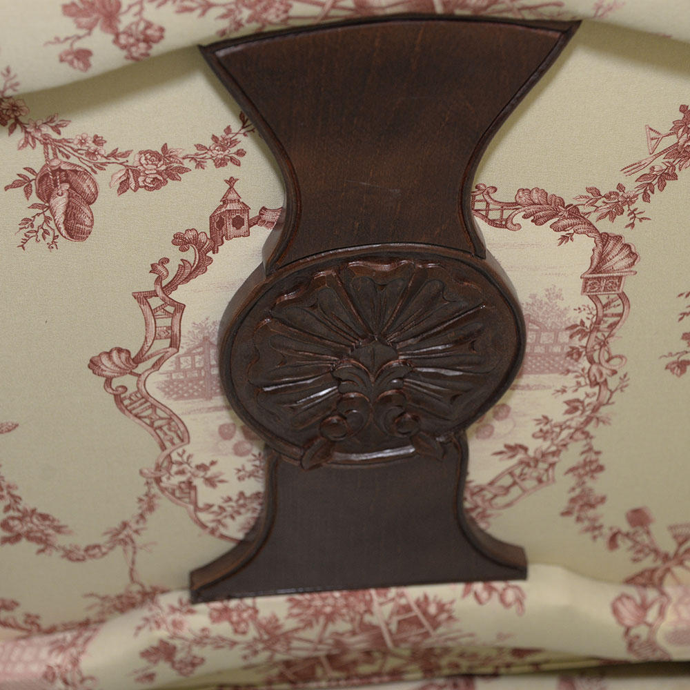 Toile Upholstered Fauteil a la Reine Chair
