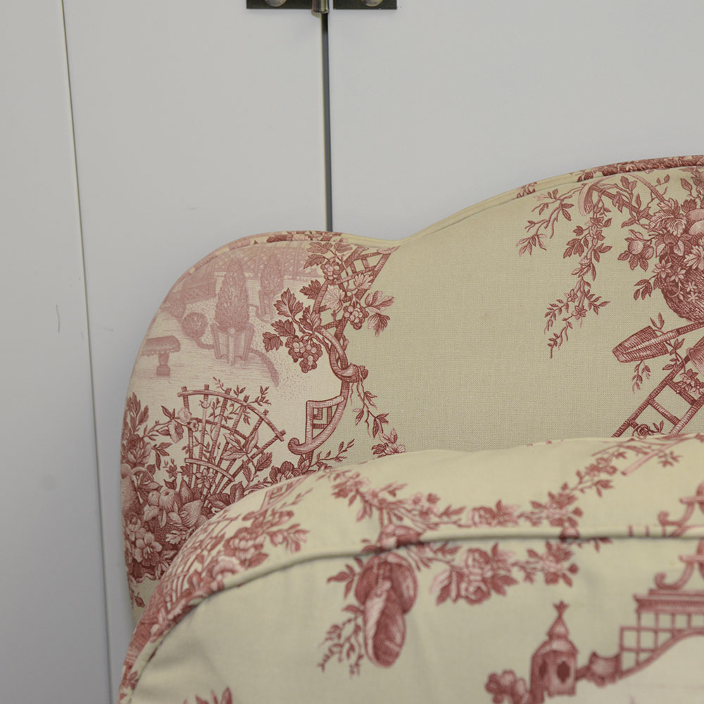 Toile Upholstered Fauteil a la Reine Chair