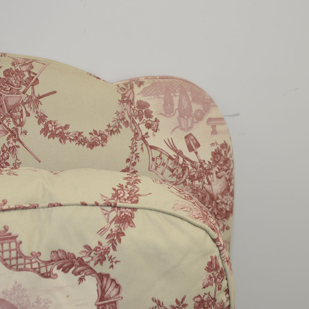 Toile Upholstered Fauteil a la Reine Chair