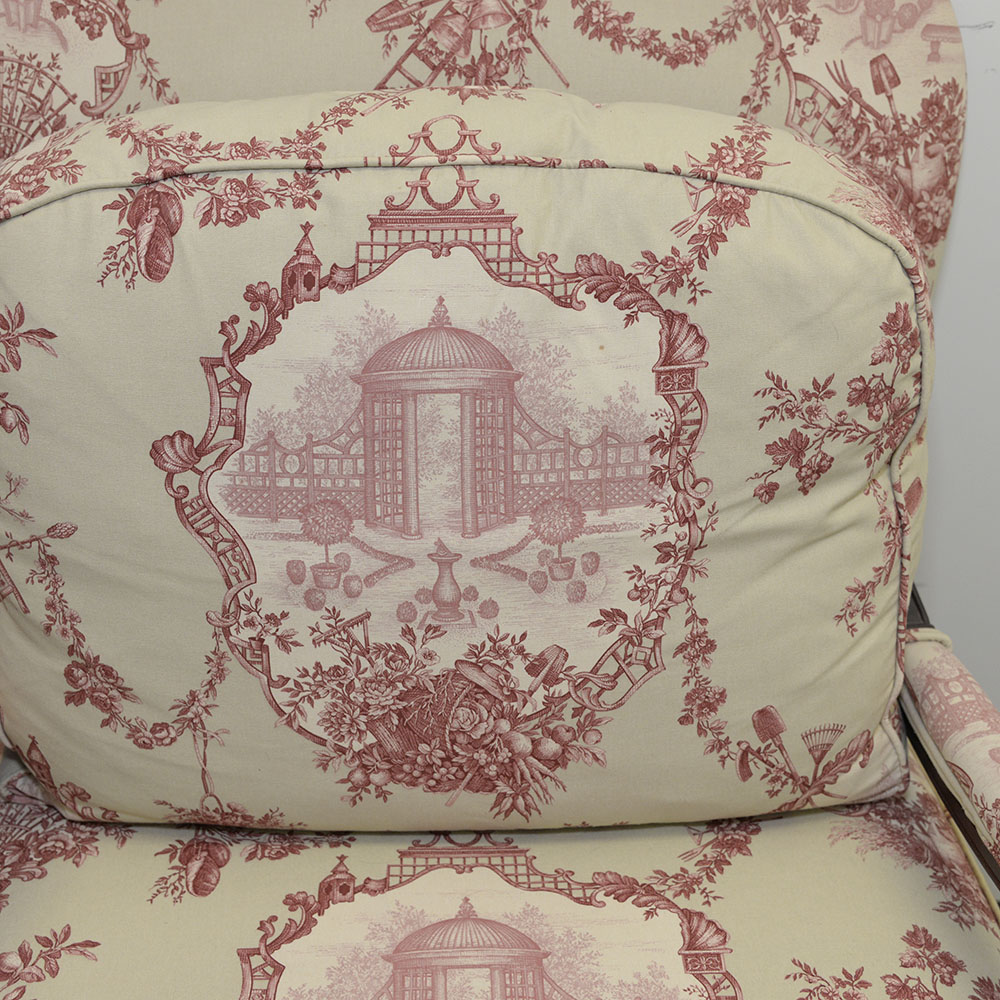Toile Upholstered Fauteil a la Reine Chair