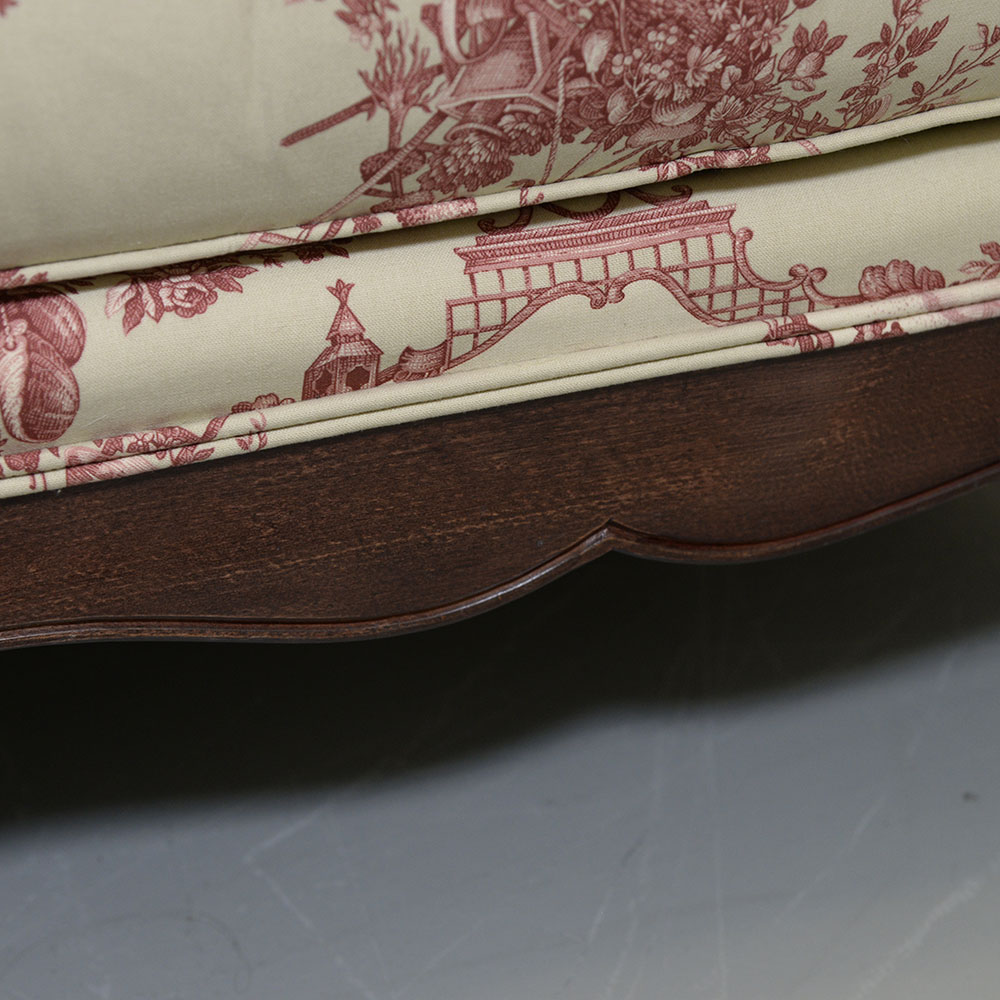 Toile Upholstered Fauteil a la Reine Chair