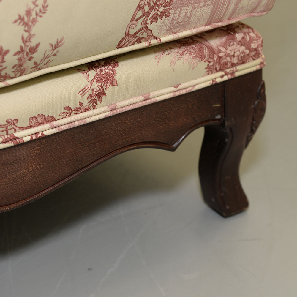 Toile Upholstered Fauteil a la Reine Chair