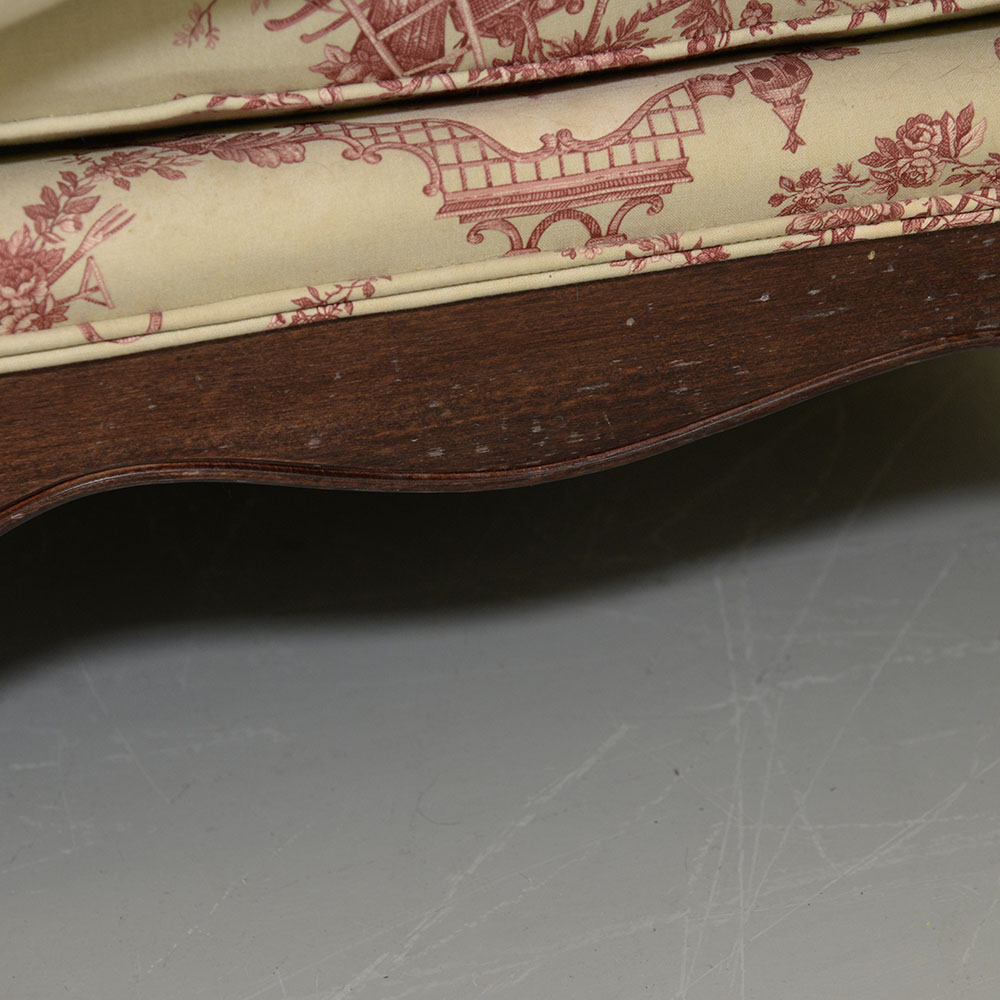 Toile Upholstered Fauteil a la Reine Chair