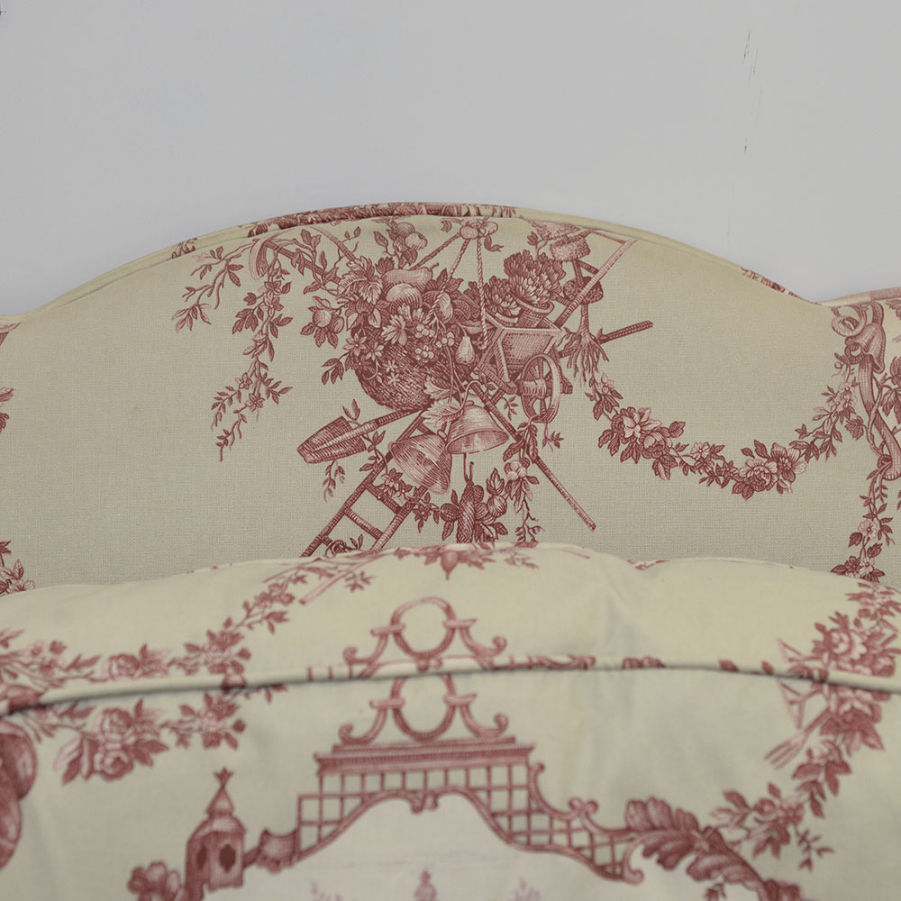 Toile Upholstered Fauteil a la Reine Chair