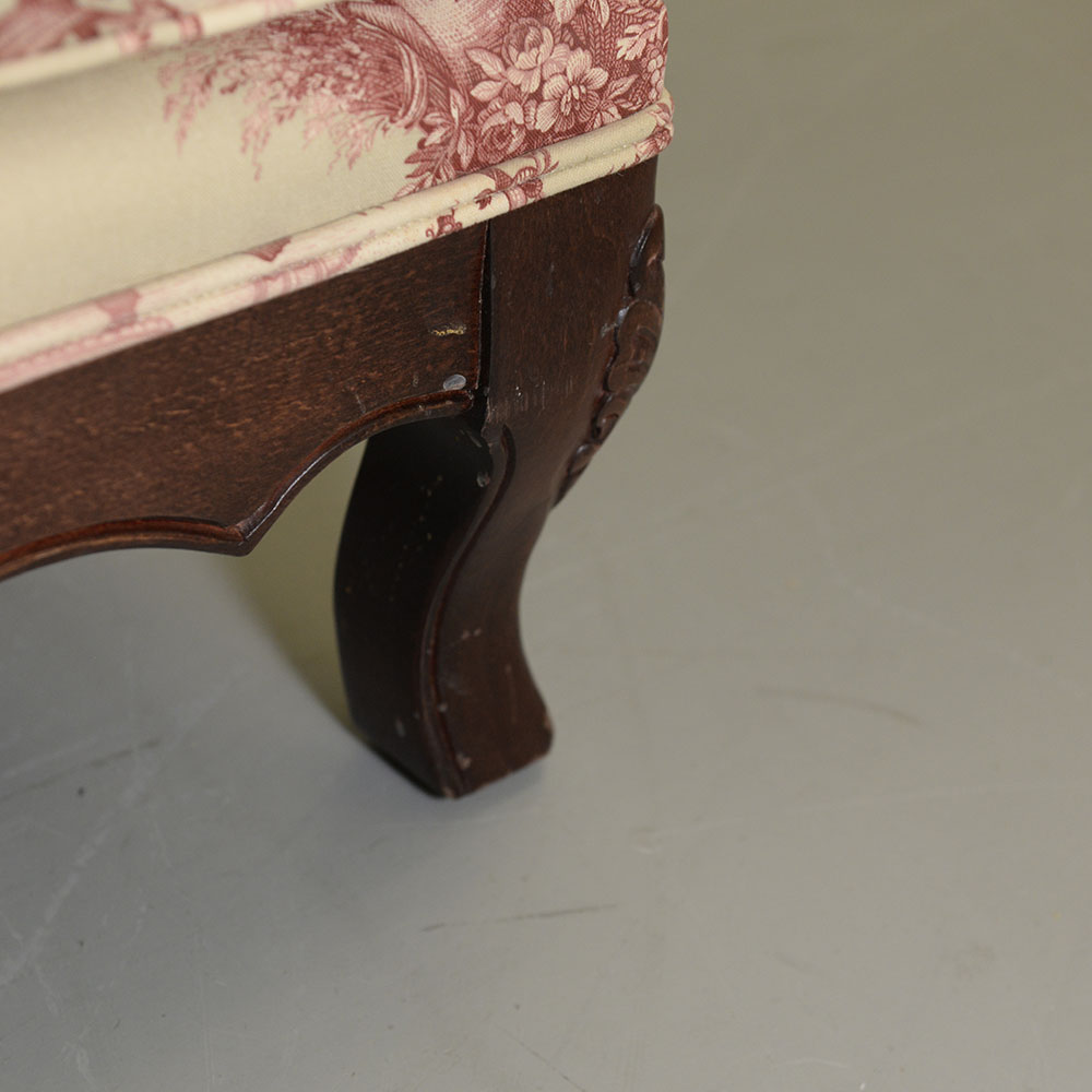 Toile Upholstered Fauteil a la Reine Chair