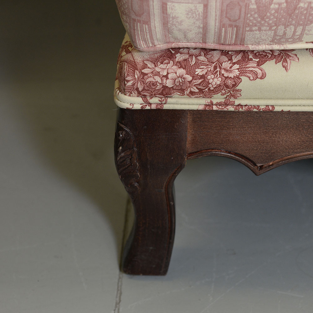 Toile Upholstered Fauteil a la Reine Chair