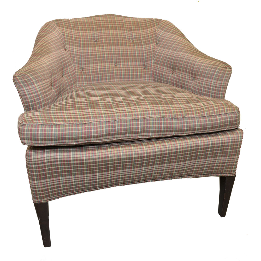 Plaid Upholstered Club Chair