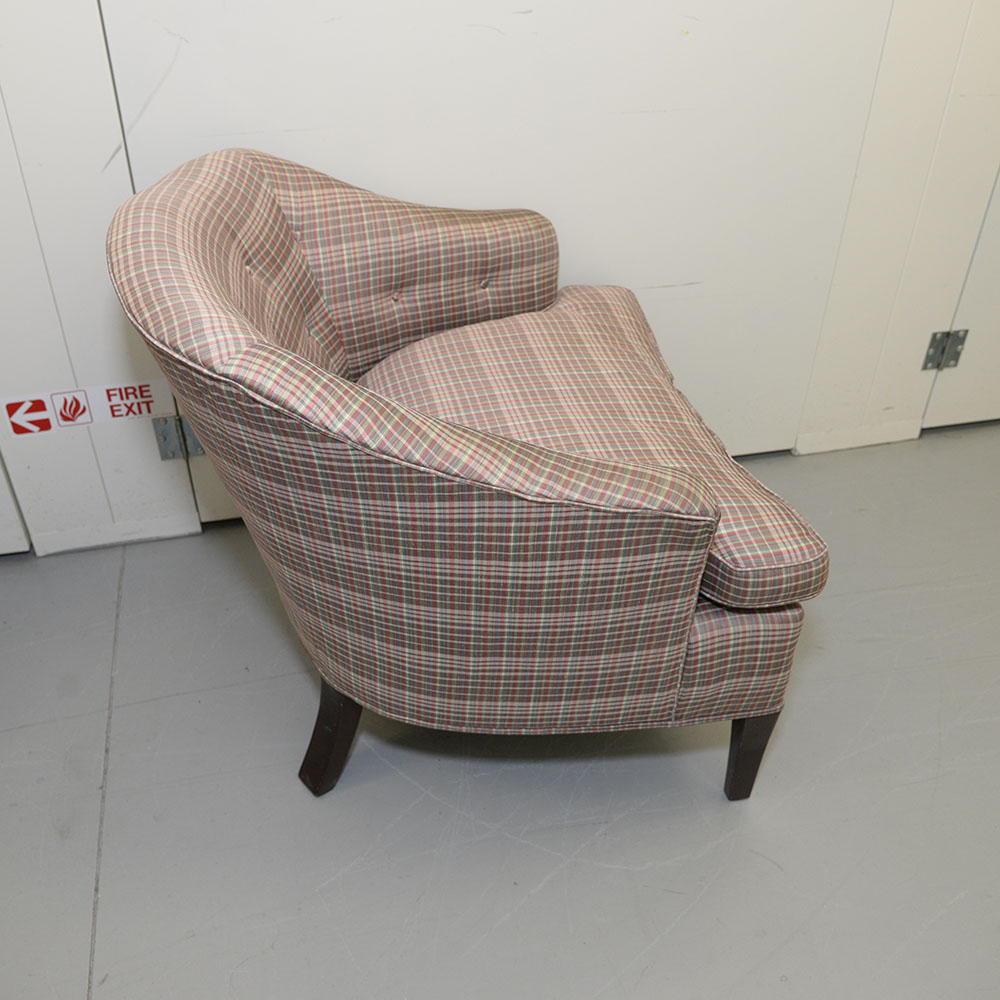 Plaid Upholstered Club Chair