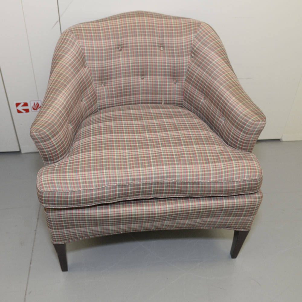 Plaid Upholstered Club Chair