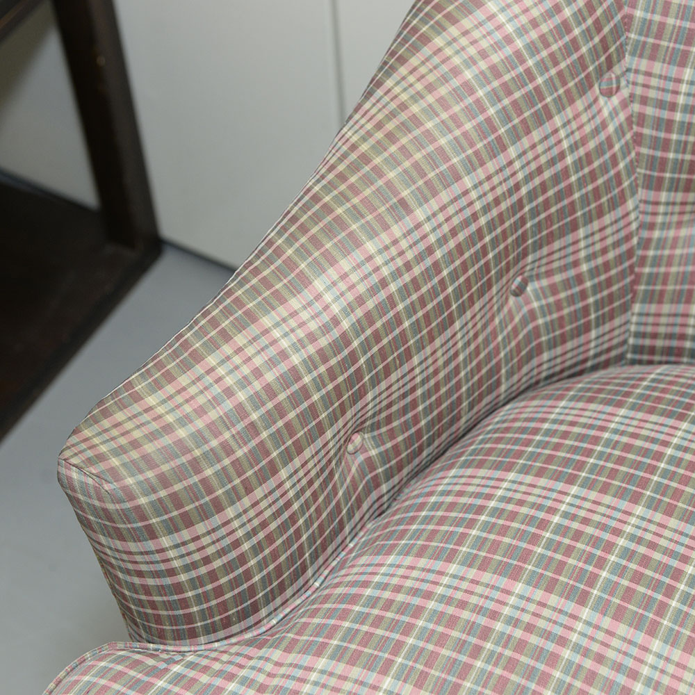 Plaid Upholstered Club Chair