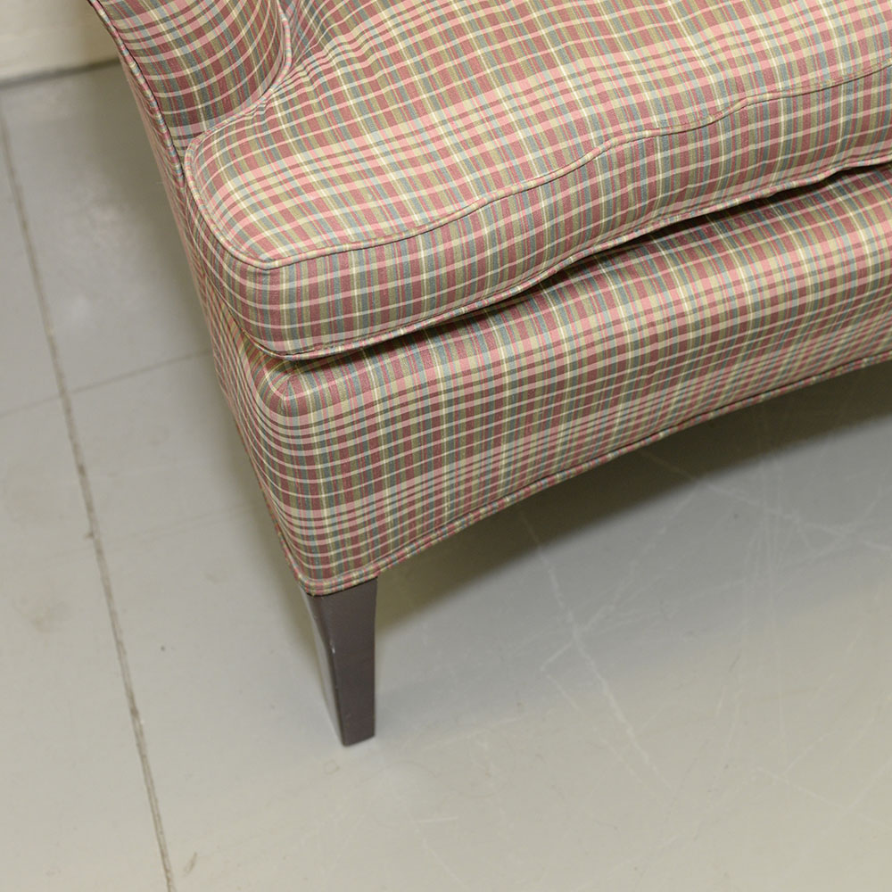 Plaid Upholstered Club Chair