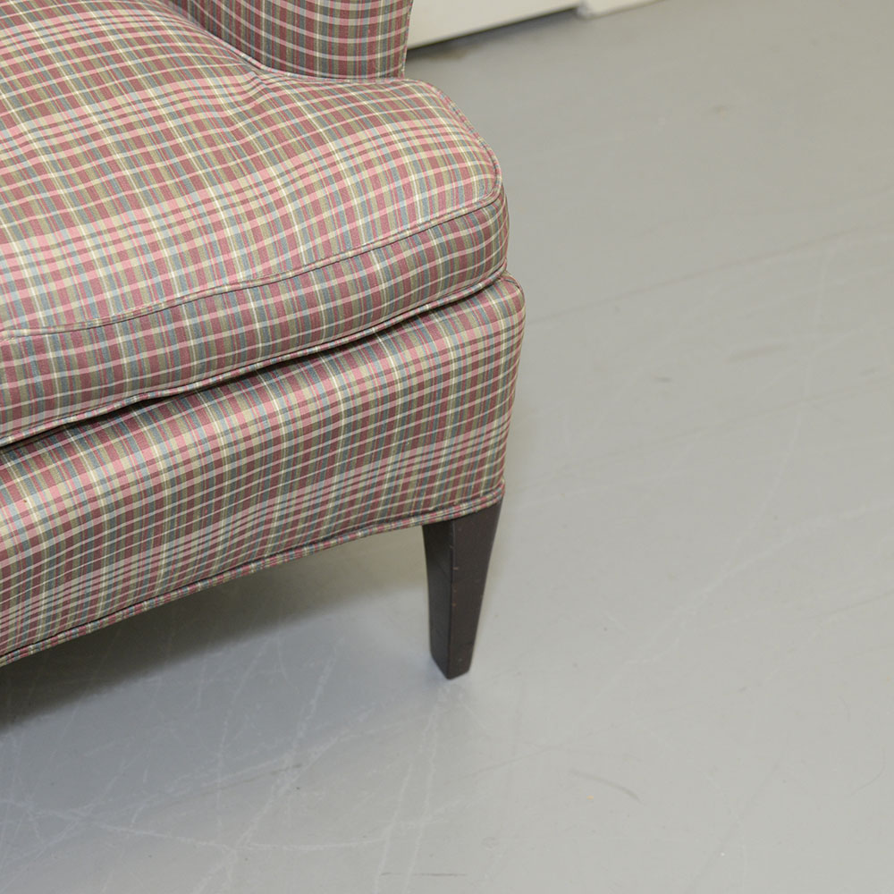 Plaid Upholstered Club Chair