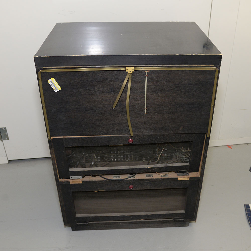 Vintage Dual Turntable, Sansui Receiver and Cabinet