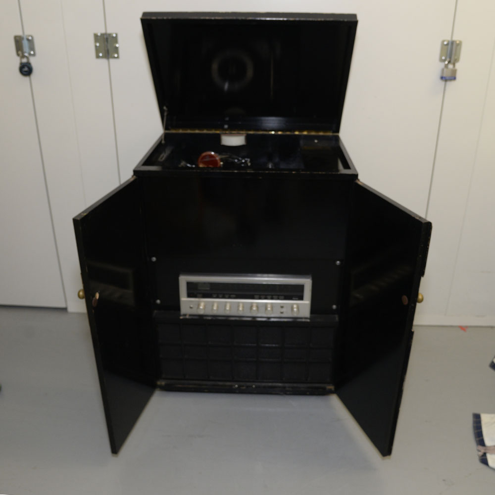 Vintage Dual Turntable, Sansui Receiver and Cabinet