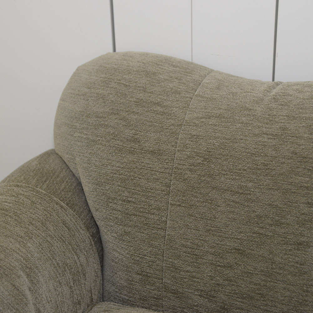 Contemporary Beige Velour Three-Seat Sofa