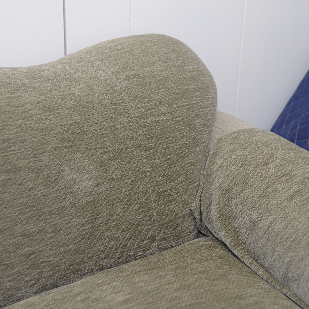 Contemporary Beige Velour Three-Seat Sofa