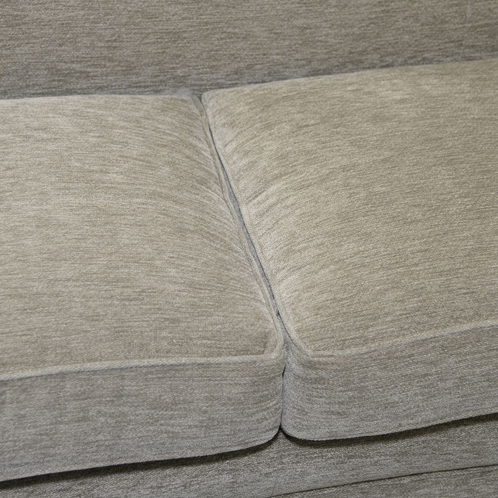 Contemporary Beige Velour Three-Seat Sofa