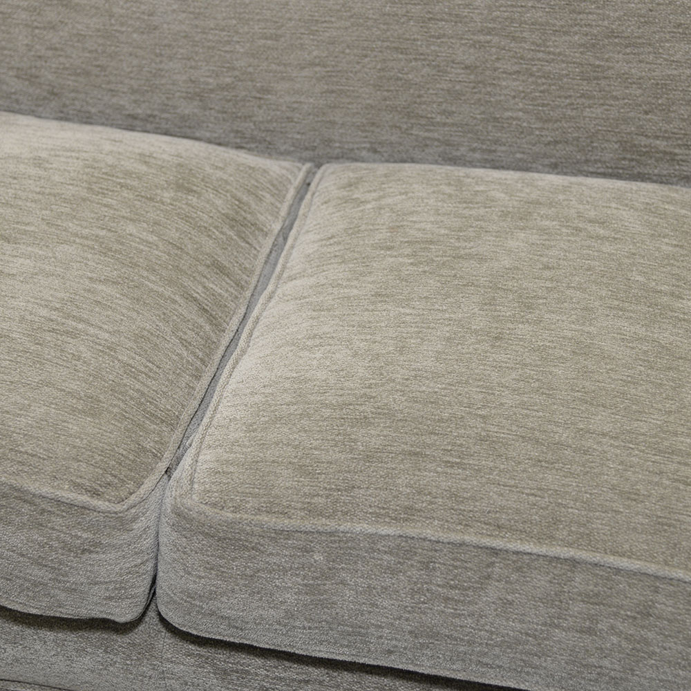 Contemporary Beige Velour Three-Seat Sofa