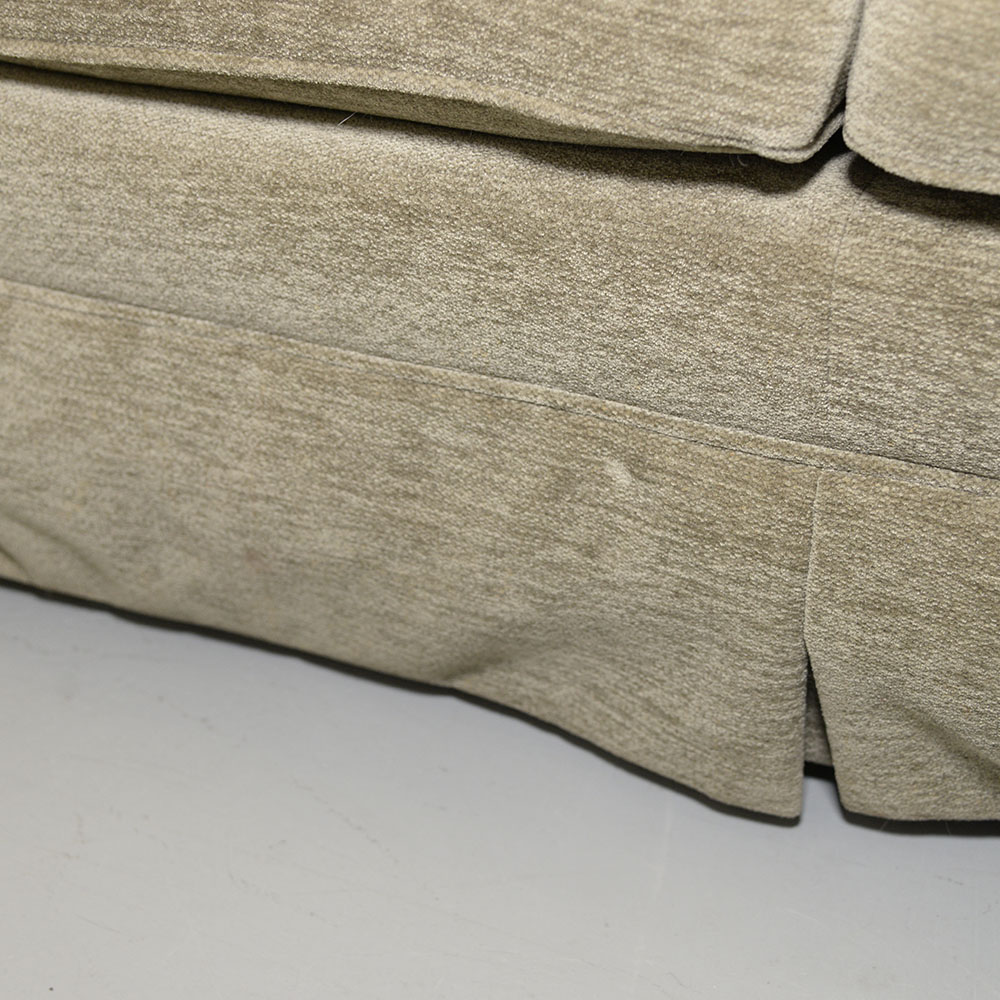 Contemporary Beige Velour Three-Seat Sofa