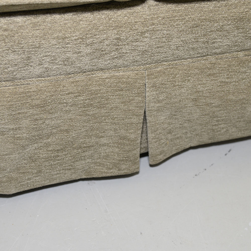 Contemporary Beige Velour Three-Seat Sofa