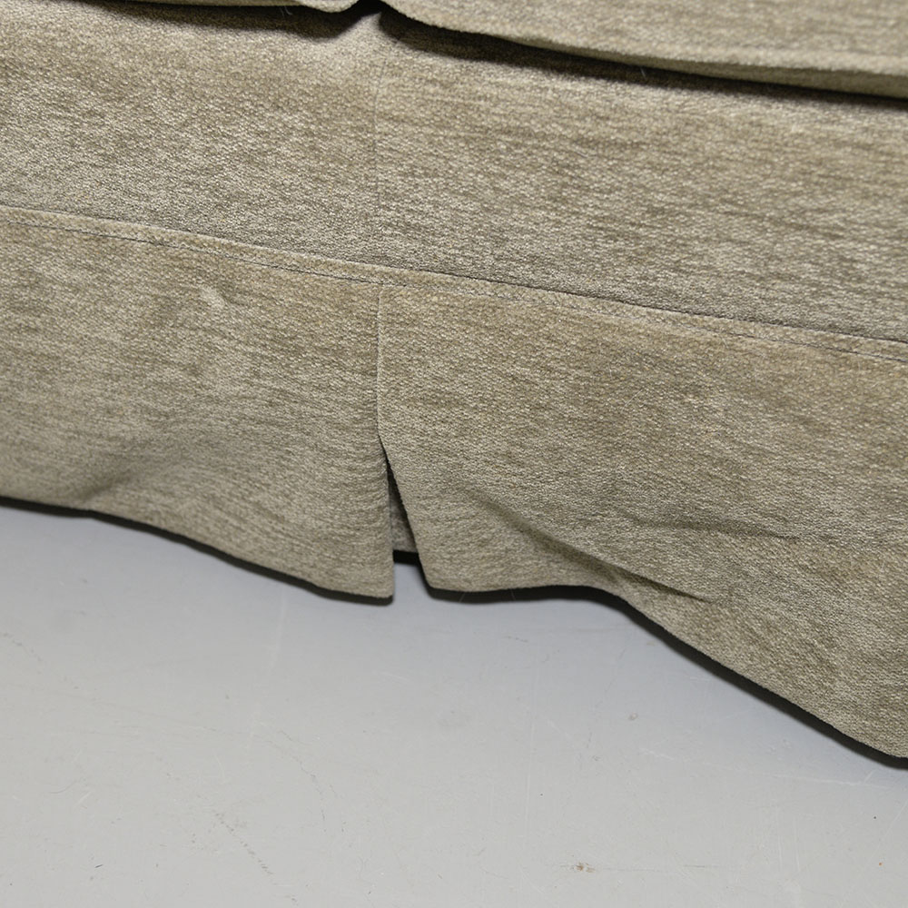 Contemporary Beige Velour Three-Seat Sofa