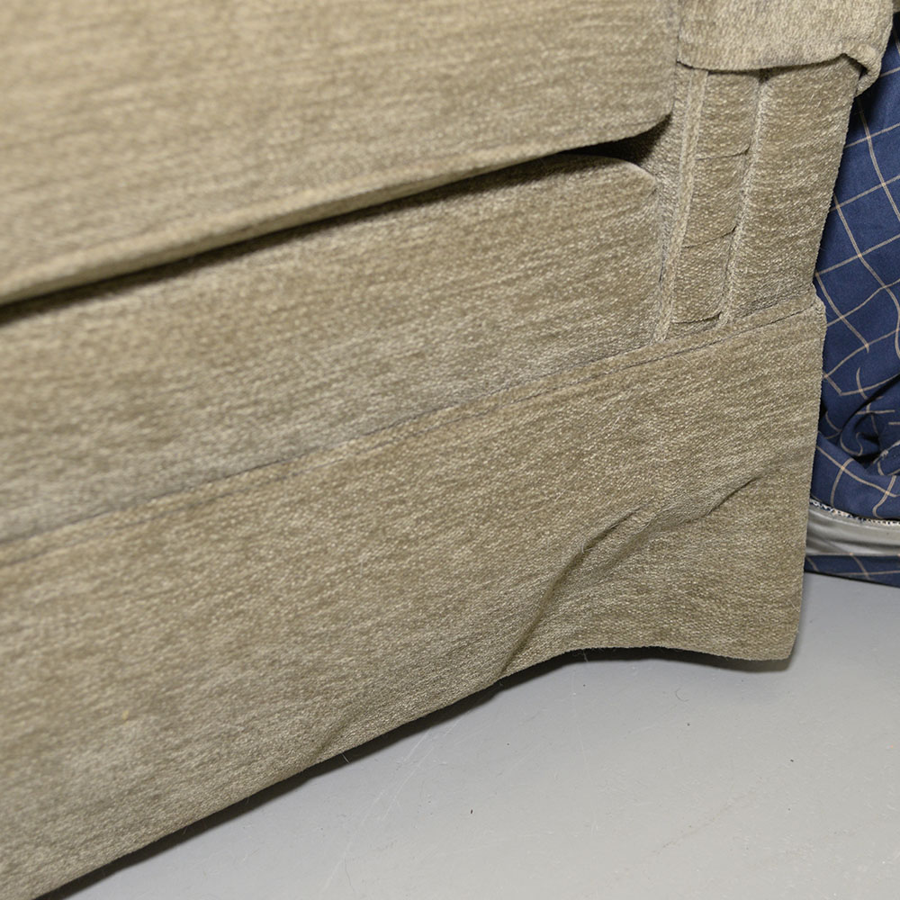 Contemporary Beige Velour Three-Seat Sofa