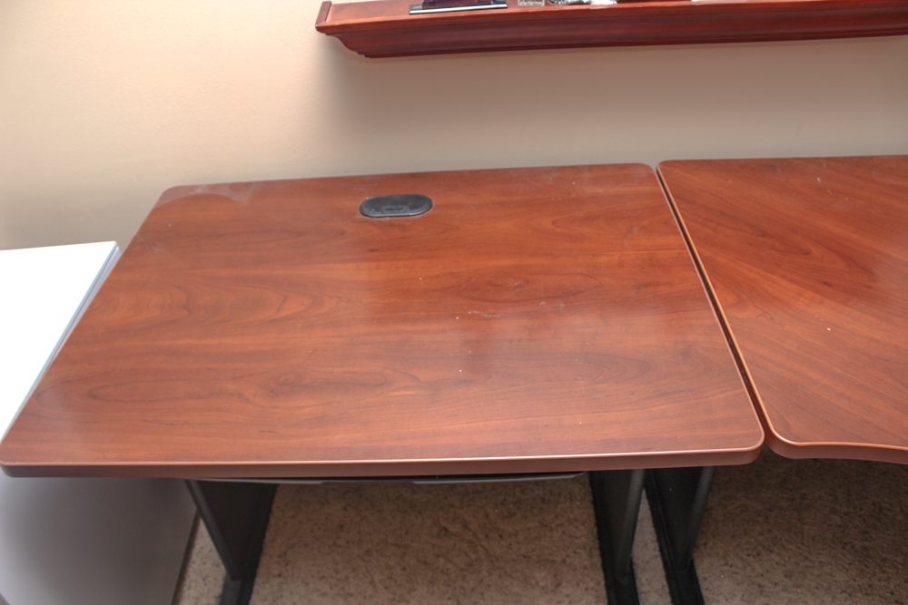 Bush Business Furniture Cherry Laminate Four-Piece Desk
