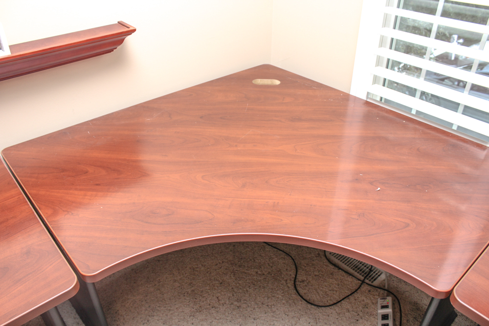 Bush Business Furniture Cherry Laminate Four-Piece Desk